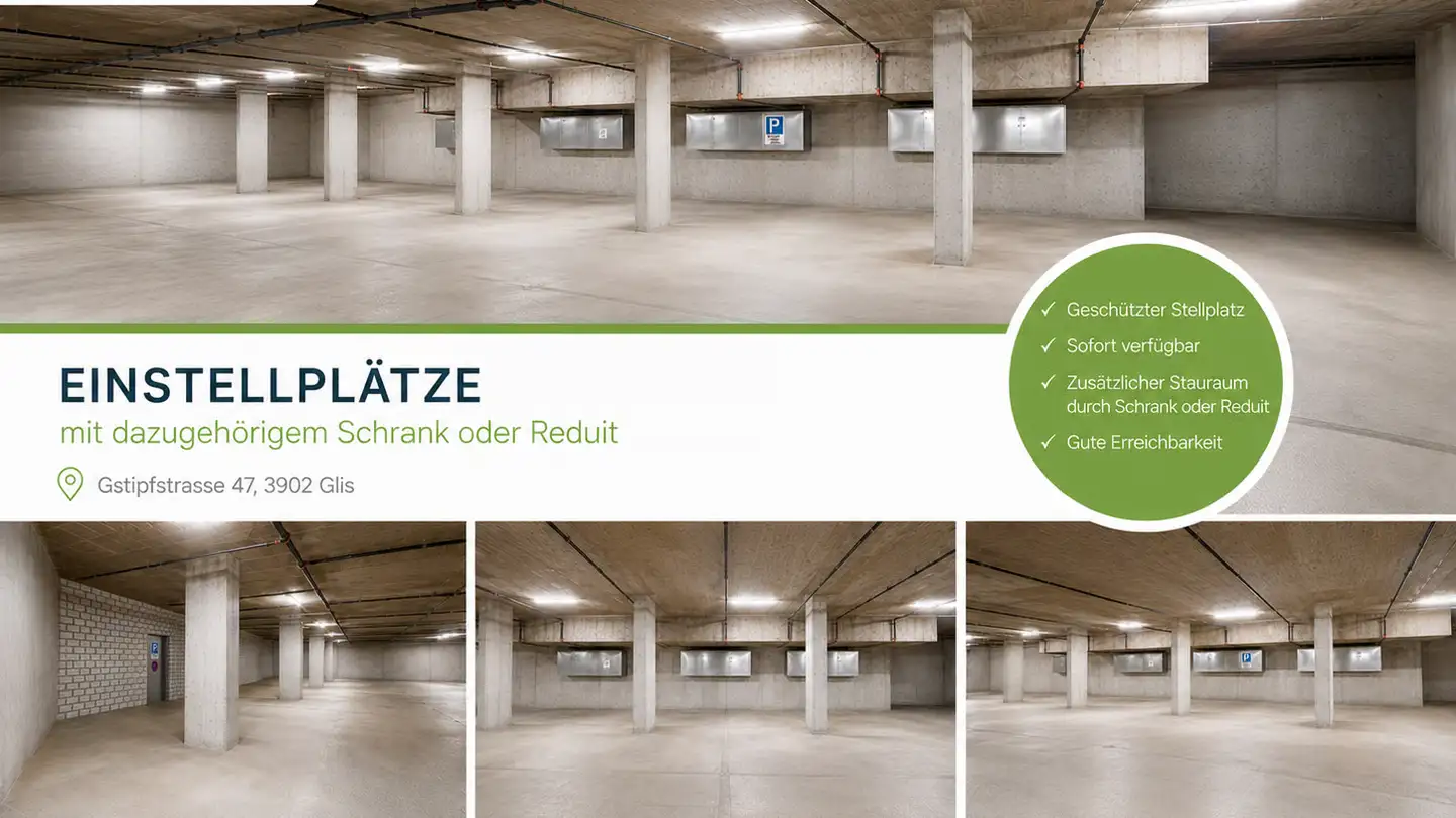 Underground parking space for rent - Gstipfstrasse 47, 3902 Glis