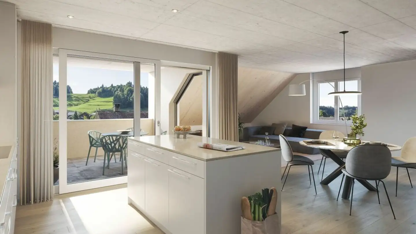 Dachgeschosswohnung mieten - Haselhalden 12, 8493 Saland