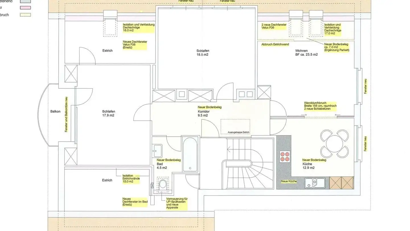 Dachgeschosswohnung mieten - Buchdruckerweg, 3018 Bern