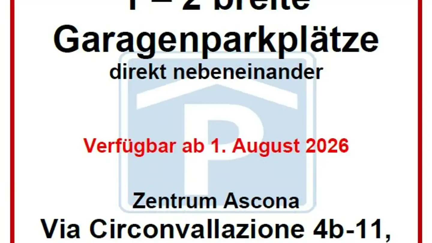 Place de parking extérieure à louer - Via Circonvallazione 4b, 6612 Ascona