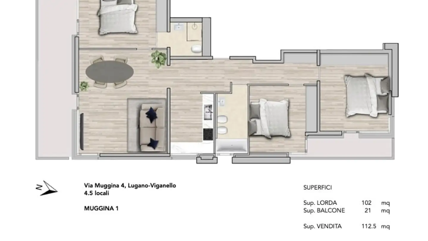 Apartment for rent - Via Muggina 4, 6962 Viganello