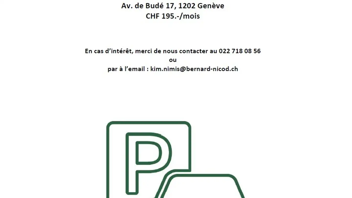 Garage singolo in affitto - Avenue De-Budé 17, 1202 Genève