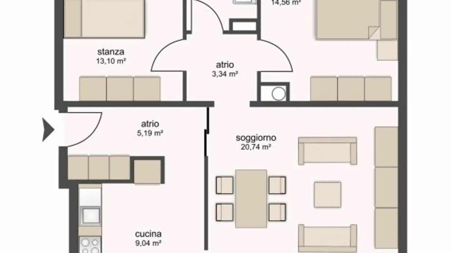 Appartement à louer - Via Canonico Ghiringhelli 23a, 6500 Bellinzona