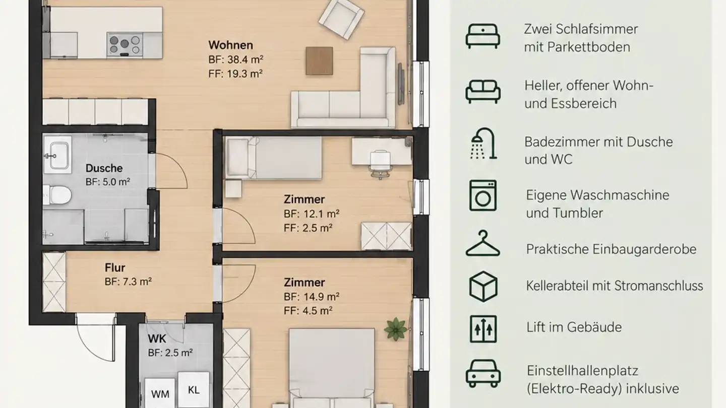 Wohnung mieten - Route Principale / Hauptstrasse 13, 1796 Courgevaux