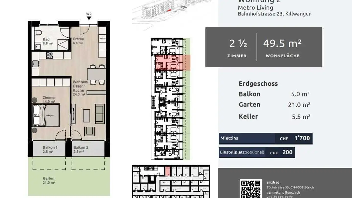 Wohnung mieten - Bahnhofstrasse 23, 8956 Killwangen - Foto 2