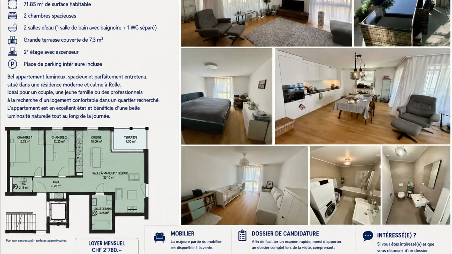 Appartamento in affitto - 1180 Rolle