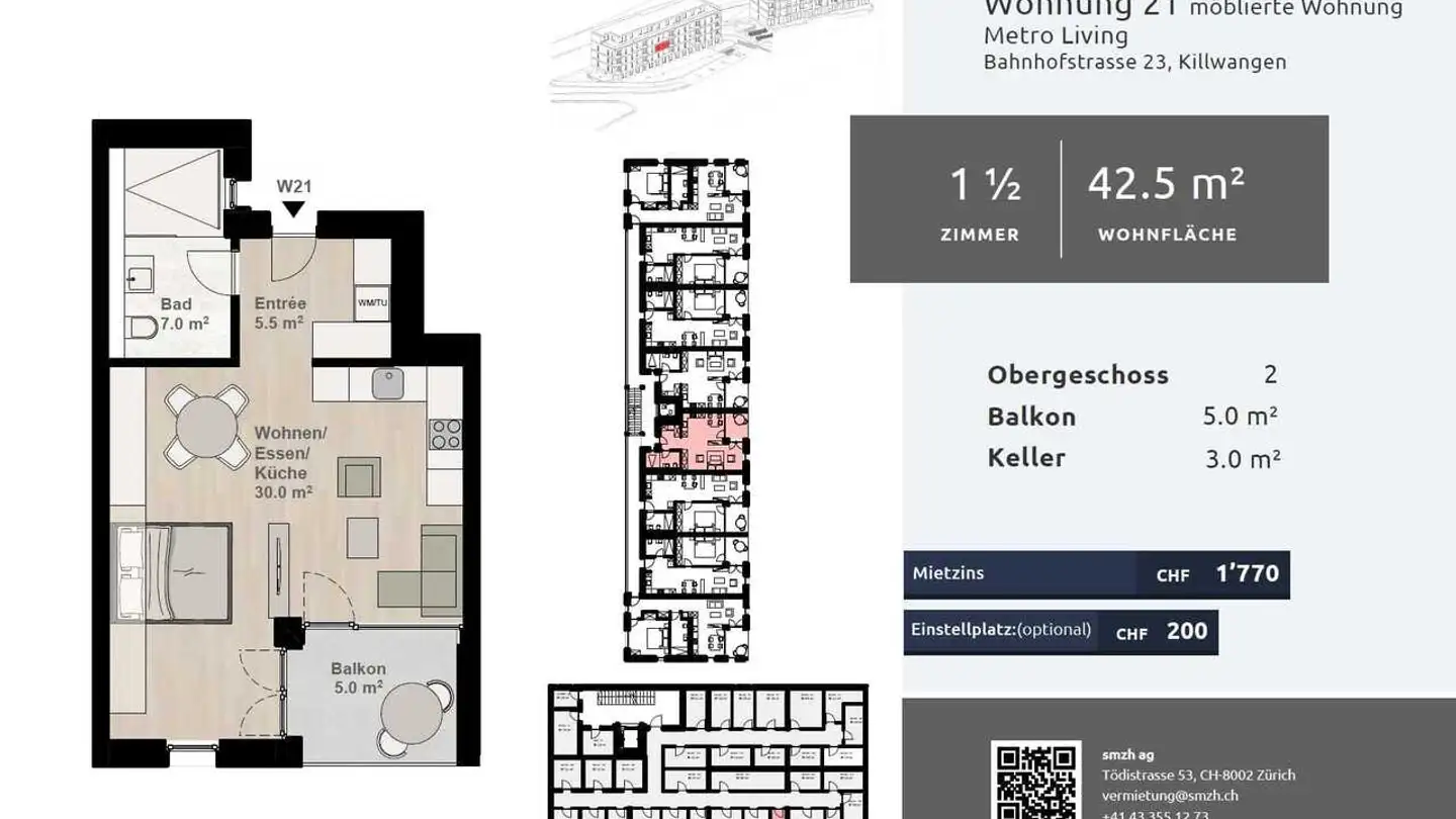 Wohnung mieten - Bahnhofstrasse, 8956 Killwangen - Foto 2