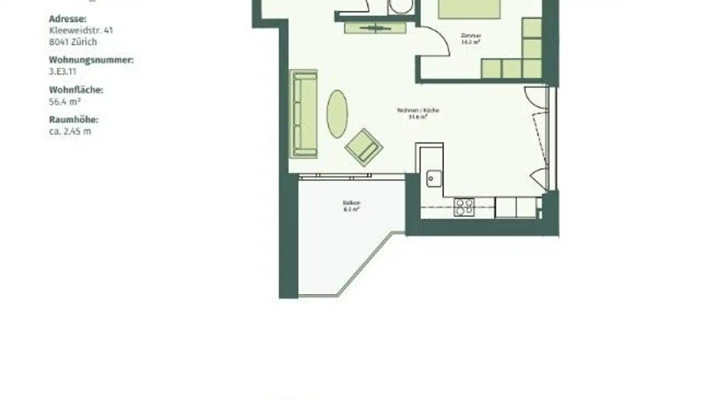 Wohnung mieten - Kleeweidstrasse 41, 8041 Zürich - Foto 2
