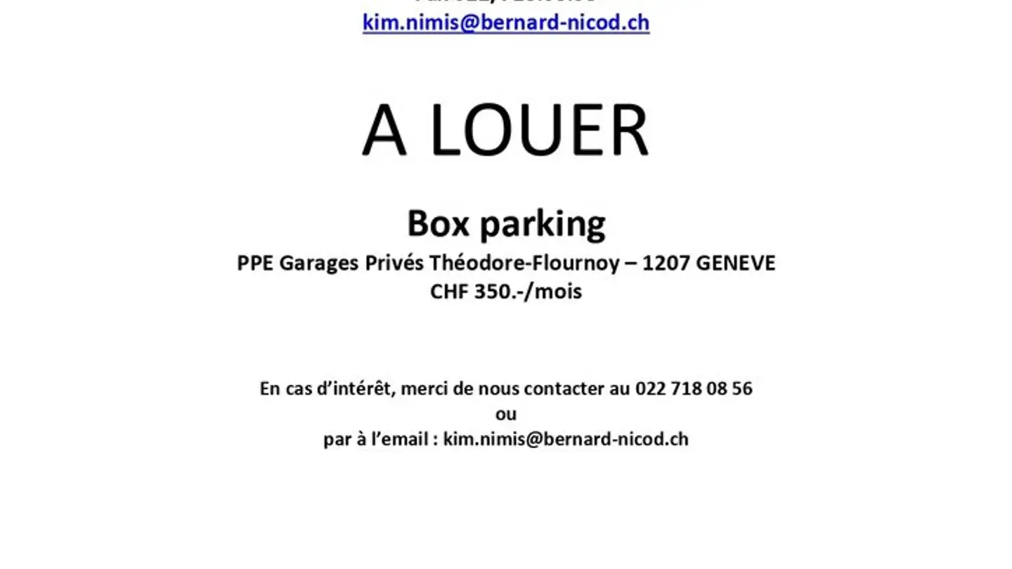 Parcheggio esterno in affitto - Avenue Théodore- Flournoy, 1207 Genève