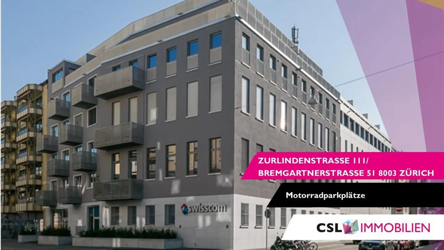 Place de parking intérieure pour moto à louer - Zurlindenstrasse 111, 8003 Zürich