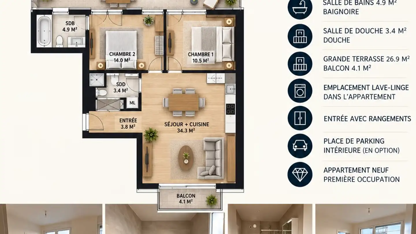 Apartment for rent - 1820 Territet