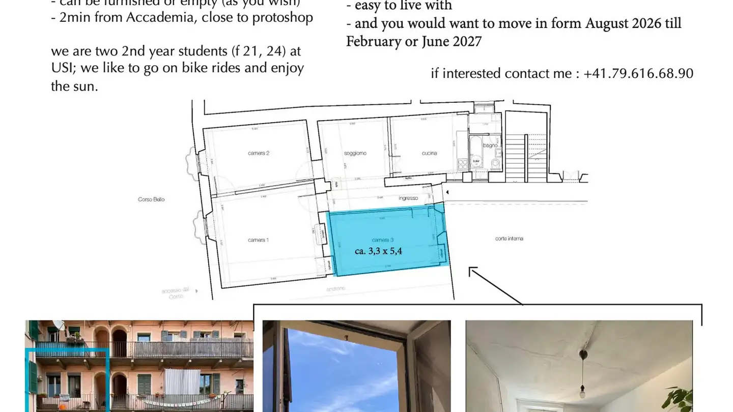 Single room for rent - Corso Bello, 6850 Mendrisio