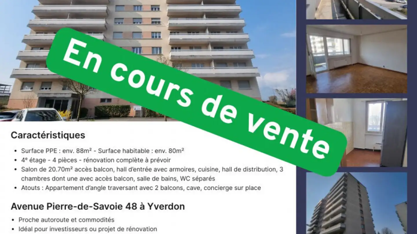 Appartement à vendre - Avenue Pierre-De-Savoie, 1400 Yverdon-les-Bains