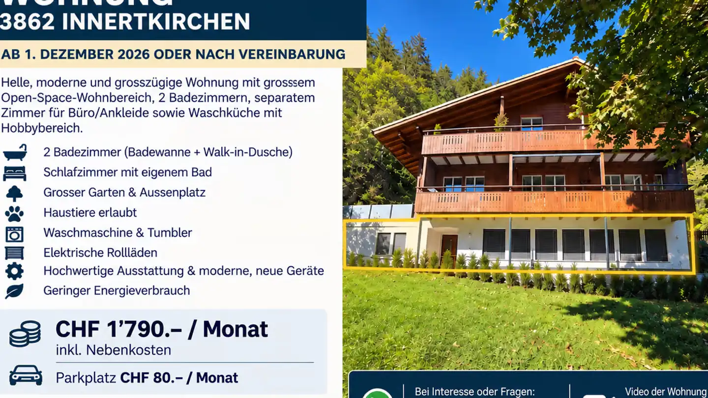 Wohnung mieten - Sustenstrasse 2, 3862 Innertkirchen