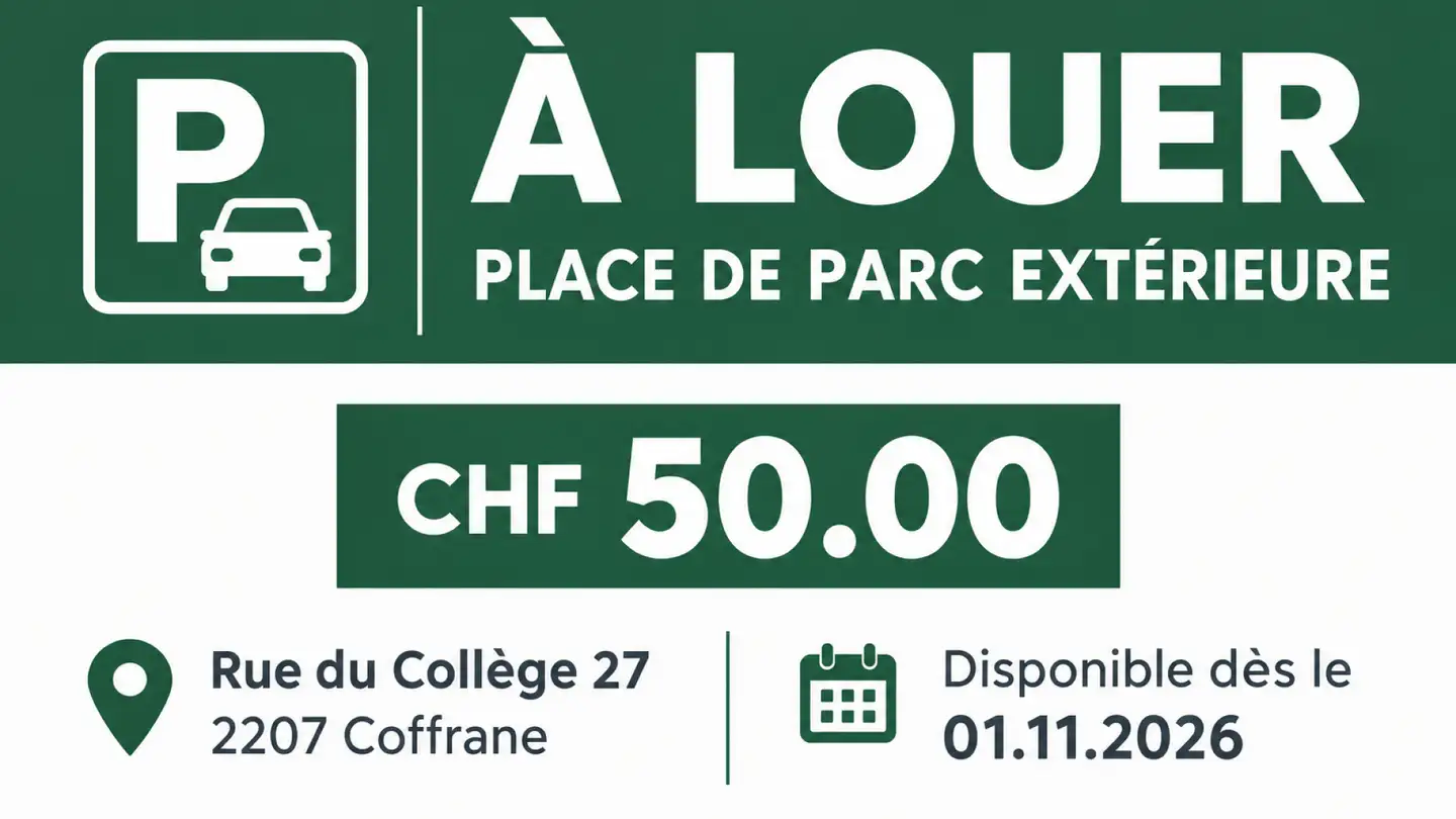 Single garage for rent - Rue Du Collège 27, 2207 Coffrane