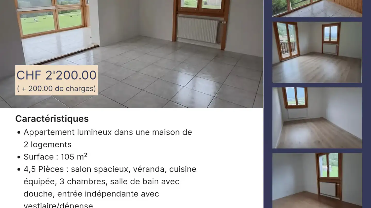 Appartement à louer - Rue du Village d'Enbas, 1665 Estavannens