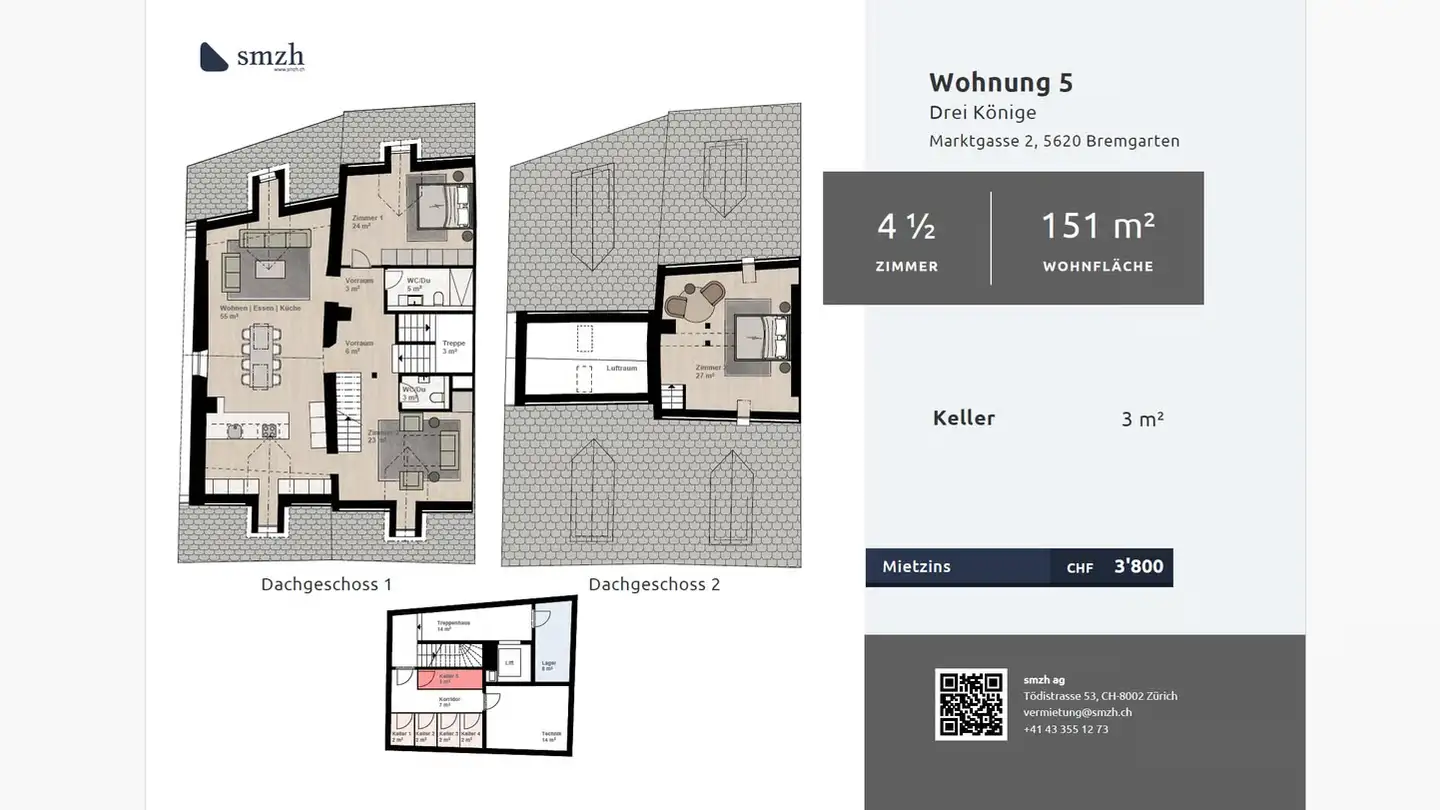 Penthouse for rent - Marktgasse 2, 5620 Bremgarten AG - Photo 2