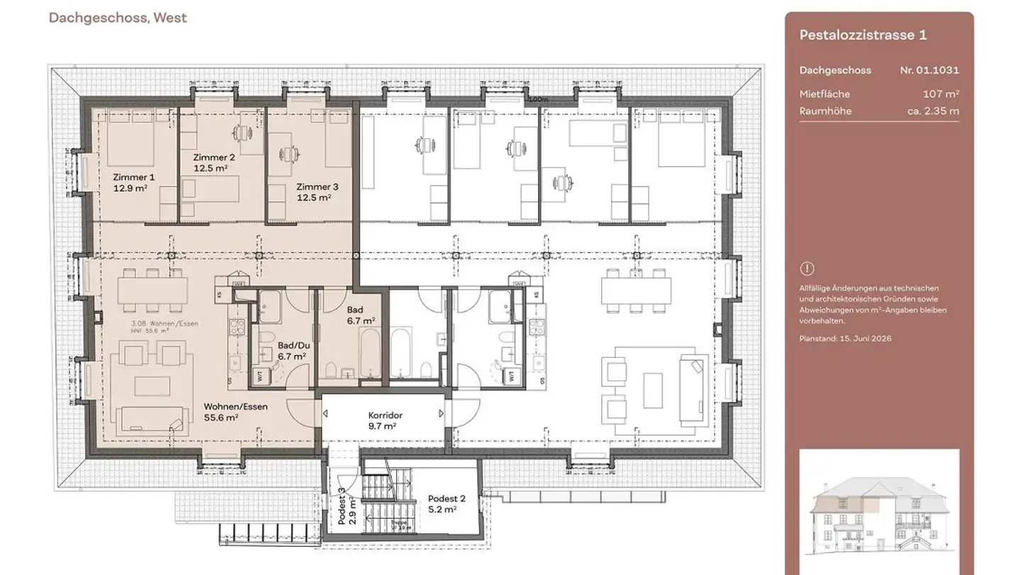 Appartement à louer - Pestalozzistrasse 1, 8352 Elsau
