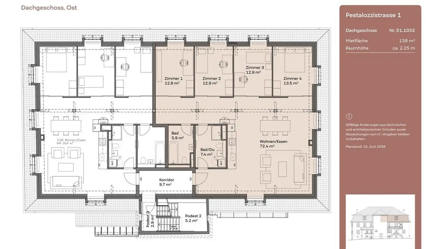 Appartement à louer - Pestalozzistrasse 1, 8352 Elsau