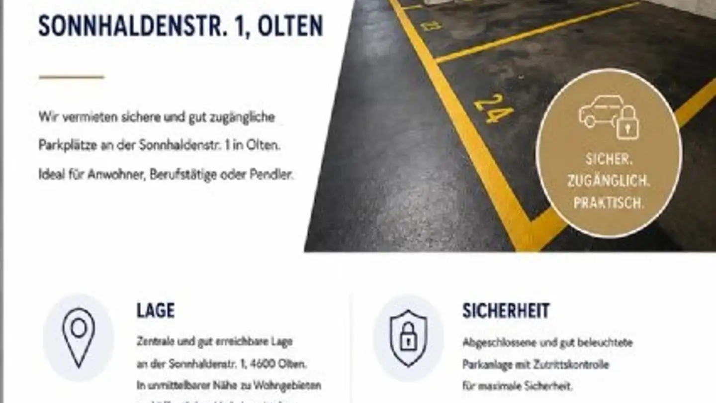Einzelgarage mieten - Sonnhaldenstrasse 1, 4600 Olten