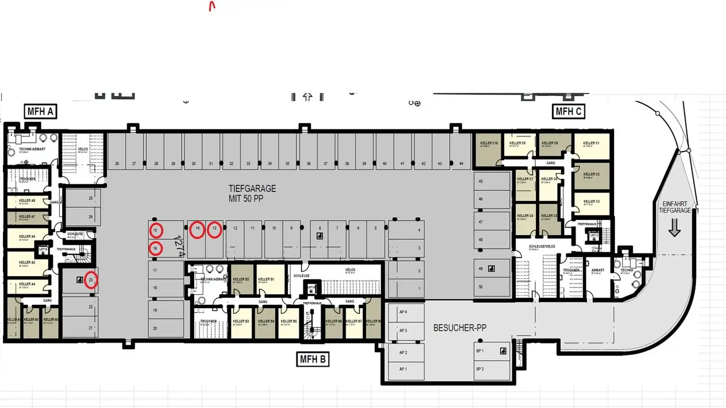 Parcheggio sotterraneo in affitto - Breiteweg 28, 5622 Waltenschwil