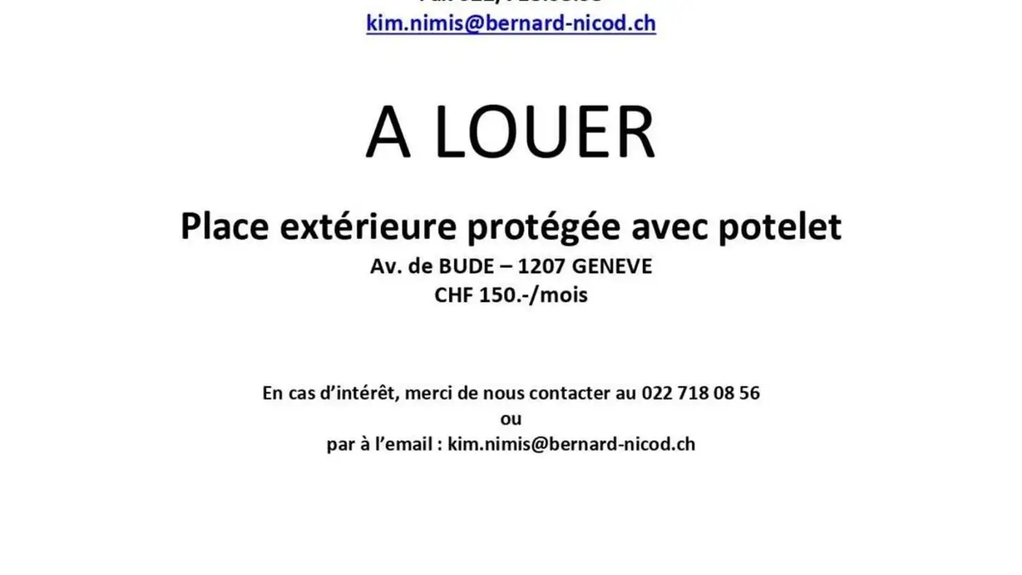 Place de parking extérieure à louer - 1202 Genève