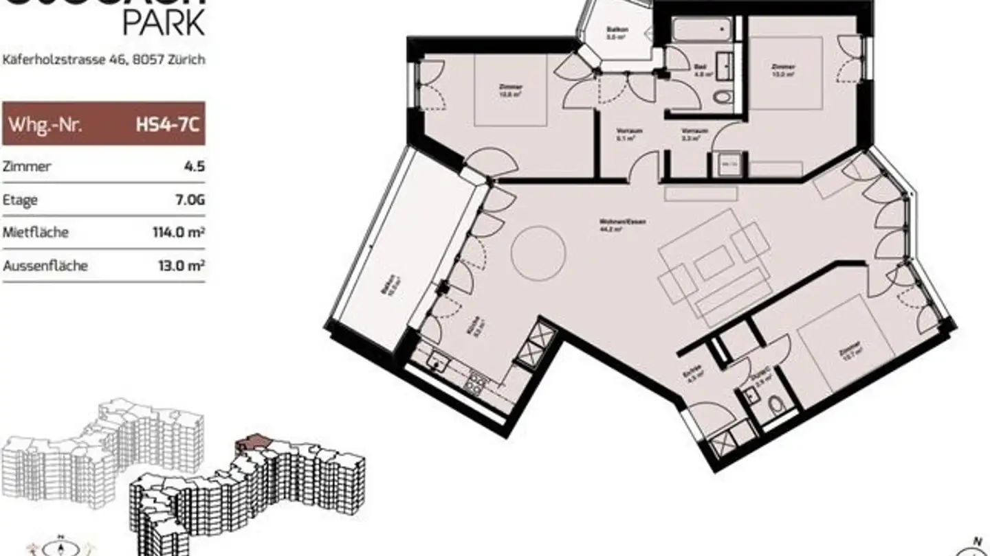 Apartment for rent - Käferholzstrasse 46, 8057 Zürich - Photo 2