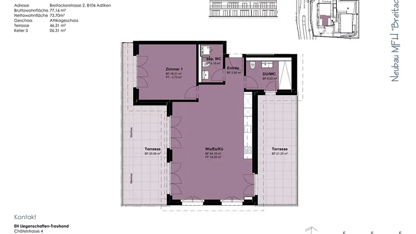 Penthouse mieten - Breitackerstrasse 2, 8106 Adlikon b. Regensdorf - Foto 3