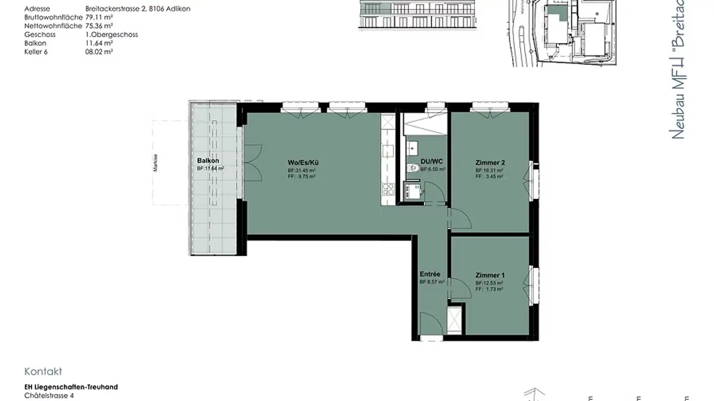 Wohnung mieten - Breitackerstrasse 2, 8106 Adlikon b. Regensdorf - Foto 3