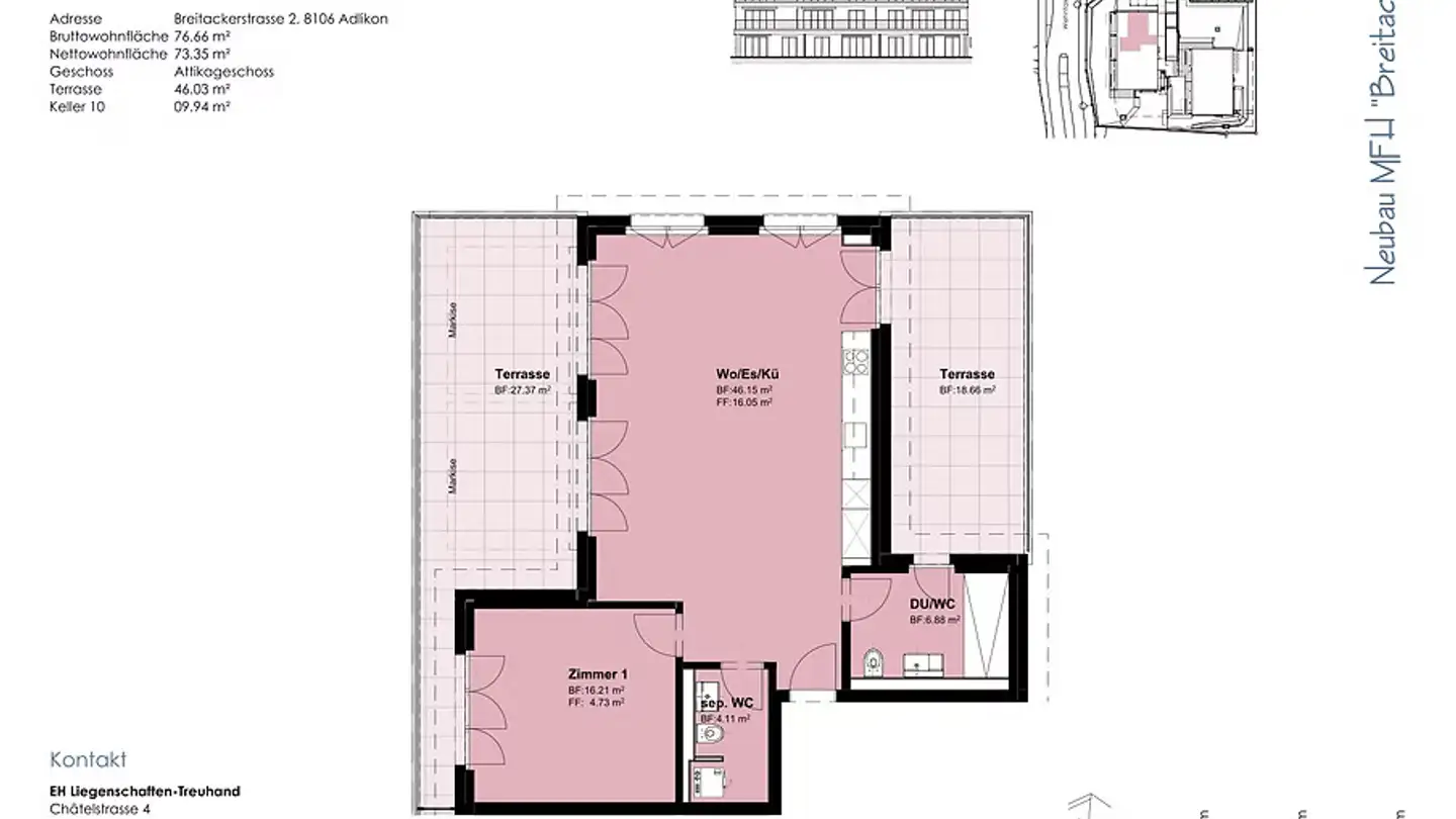 Penthouse mieten - Breitackerstrasse 2, 8106 Adlikon b. Regensdorf - Foto 3