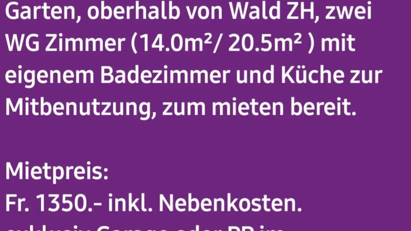 Stanza singola in affitto - 8636 Wald ZH