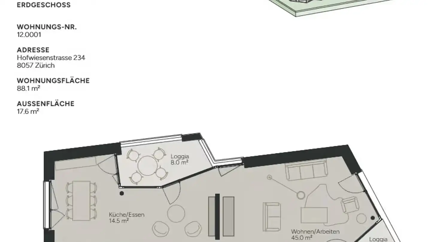 Wohnung mieten - Hofwiesenstrasse 234, 8057 Zürich