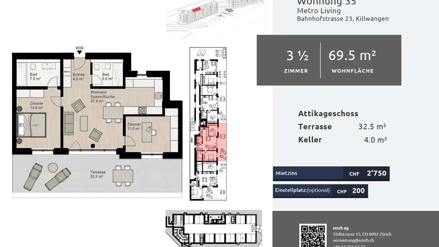 Attic flat for rent - Bahnhofstrasse, 8956 Killwangen