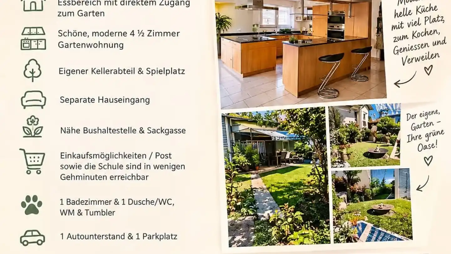 Wohnung mieten - Steinackerstrasse, 5632 Buttwil - Foto 4