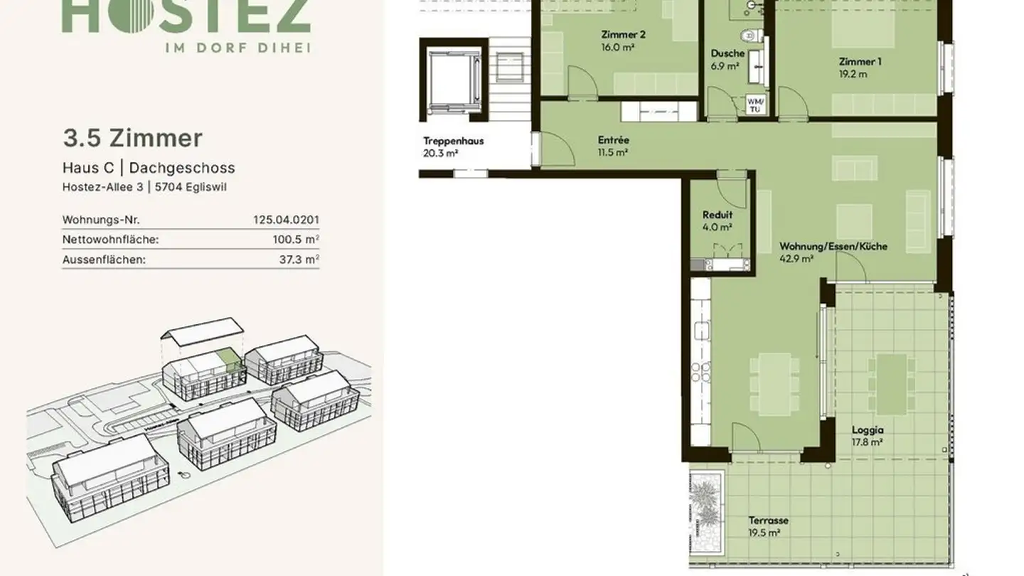 Dachgeschosswohnung mieten - 5704 Egliswil