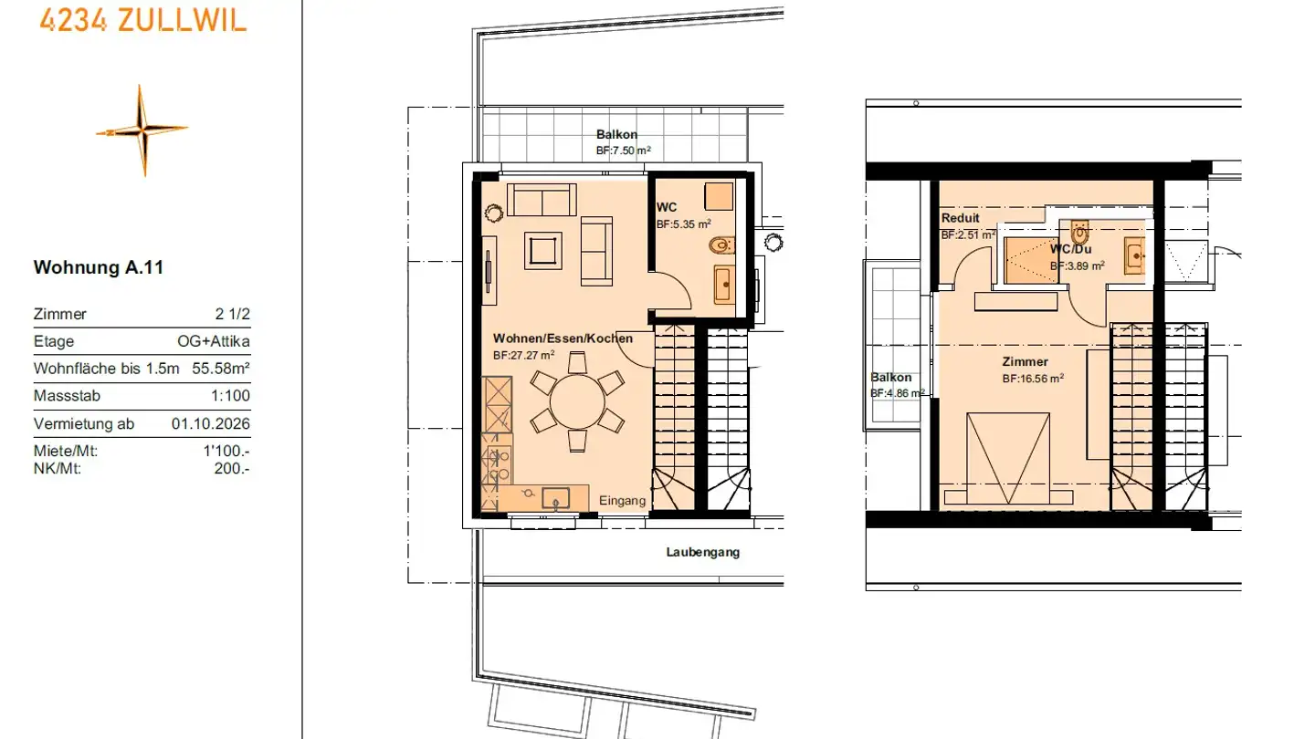 Wohnung mieten - Kirchweg 83, 4234 Zullwil - Foto 2