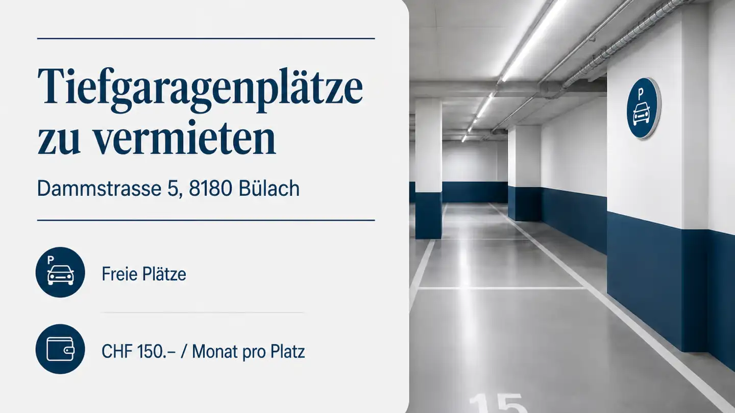 Underground parking space for rent - Seebnerstrasse 15, 8185 Winkel