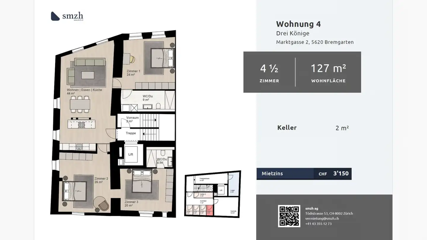 Wohnung mieten - Marktgasse 2, 5620 Bremgarten AG - Foto 2