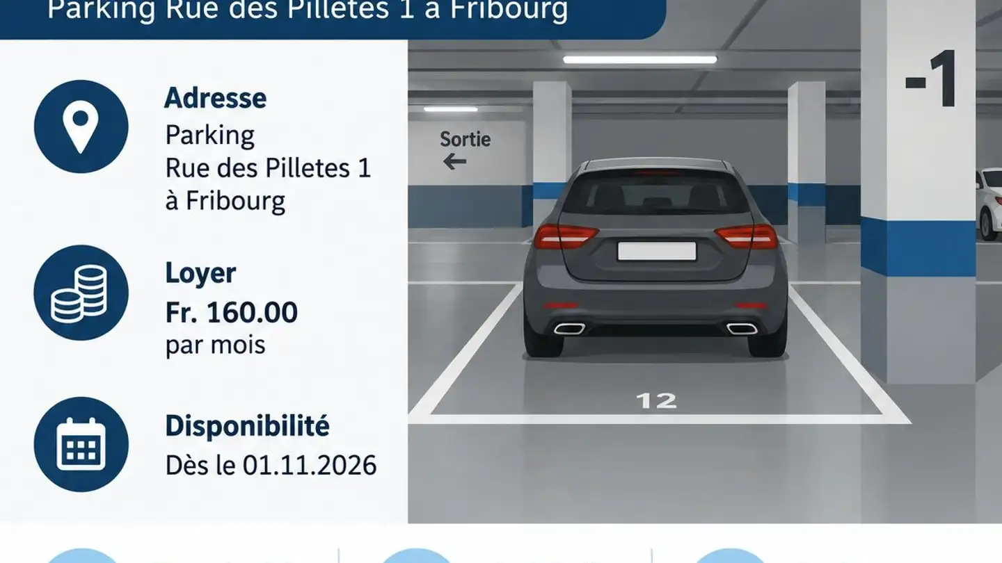 Parcheggio sotterraneo in affitto - Rue Des Pilettes 1, 1700 Fribourg