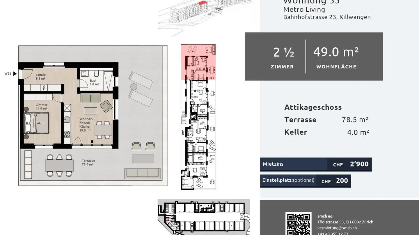 Penthouse mieten - Bahnhofstrasse 23, 8956 Killwangen - Foto 2