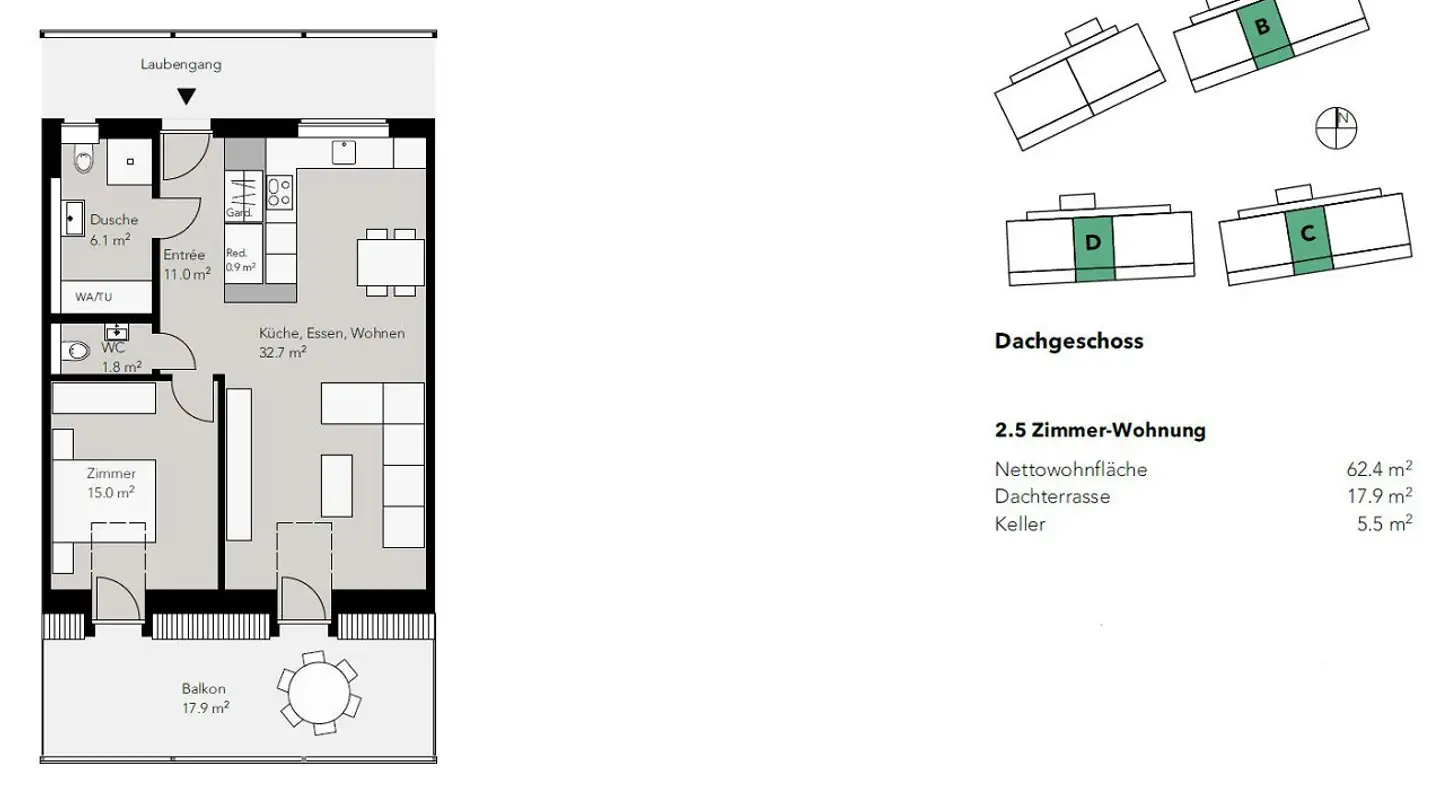 Wohnung mieten - Dorfstrasse 1d, 4333 Münchwilen AG - Foto 2