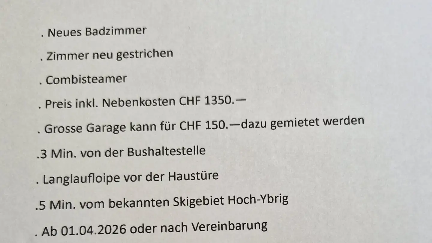 Wohnung mieten - Sonnenbergstrasse, 8842 Unteriberg