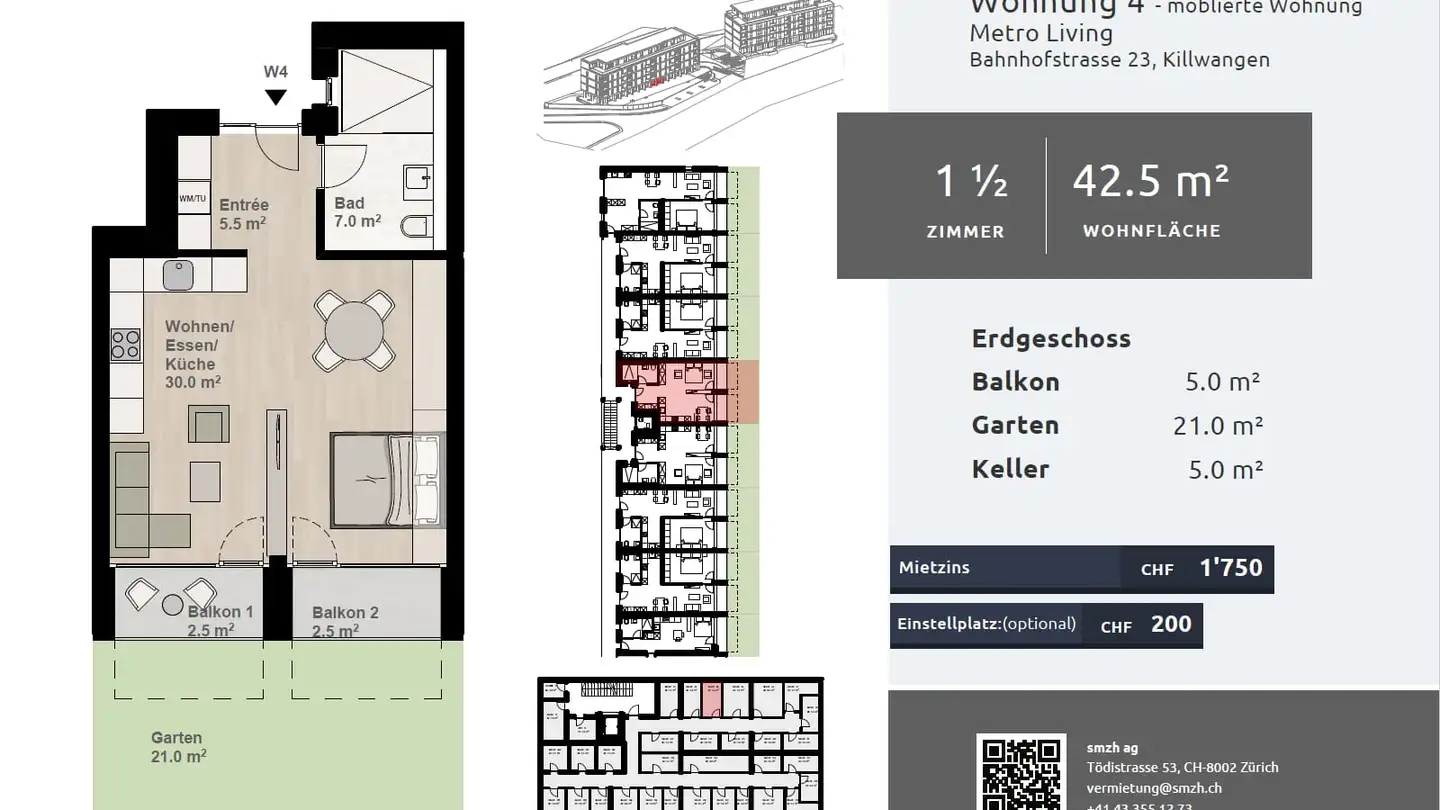Wohnung mieten - Bahnhofstrasse 23, 8956 Killwangen - Foto 2