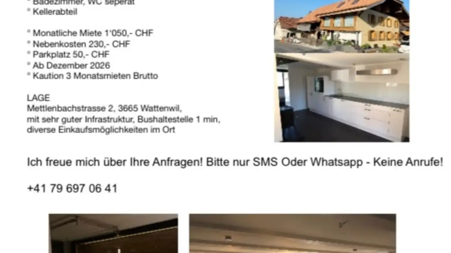 Apartment for rent - Mettlenbachstrasse 2, 3665 Wattenwil
