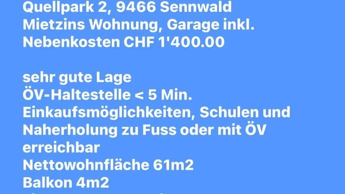 Apartment for rent - Quellpark 2, 9466 Sennwald