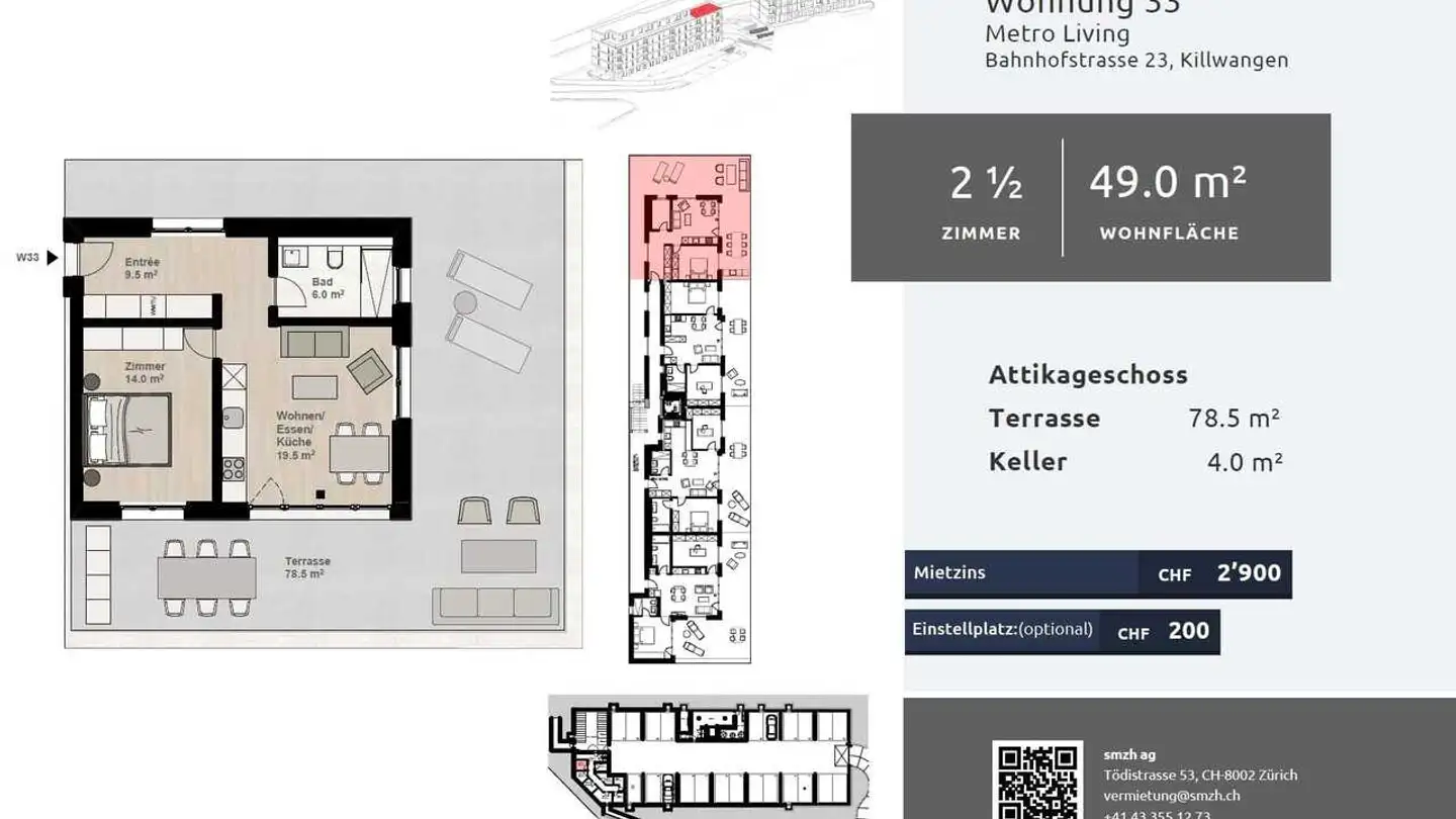 Penthouse mieten - Bahnhofstrasse 23, 8956 Killwangen - Foto 2