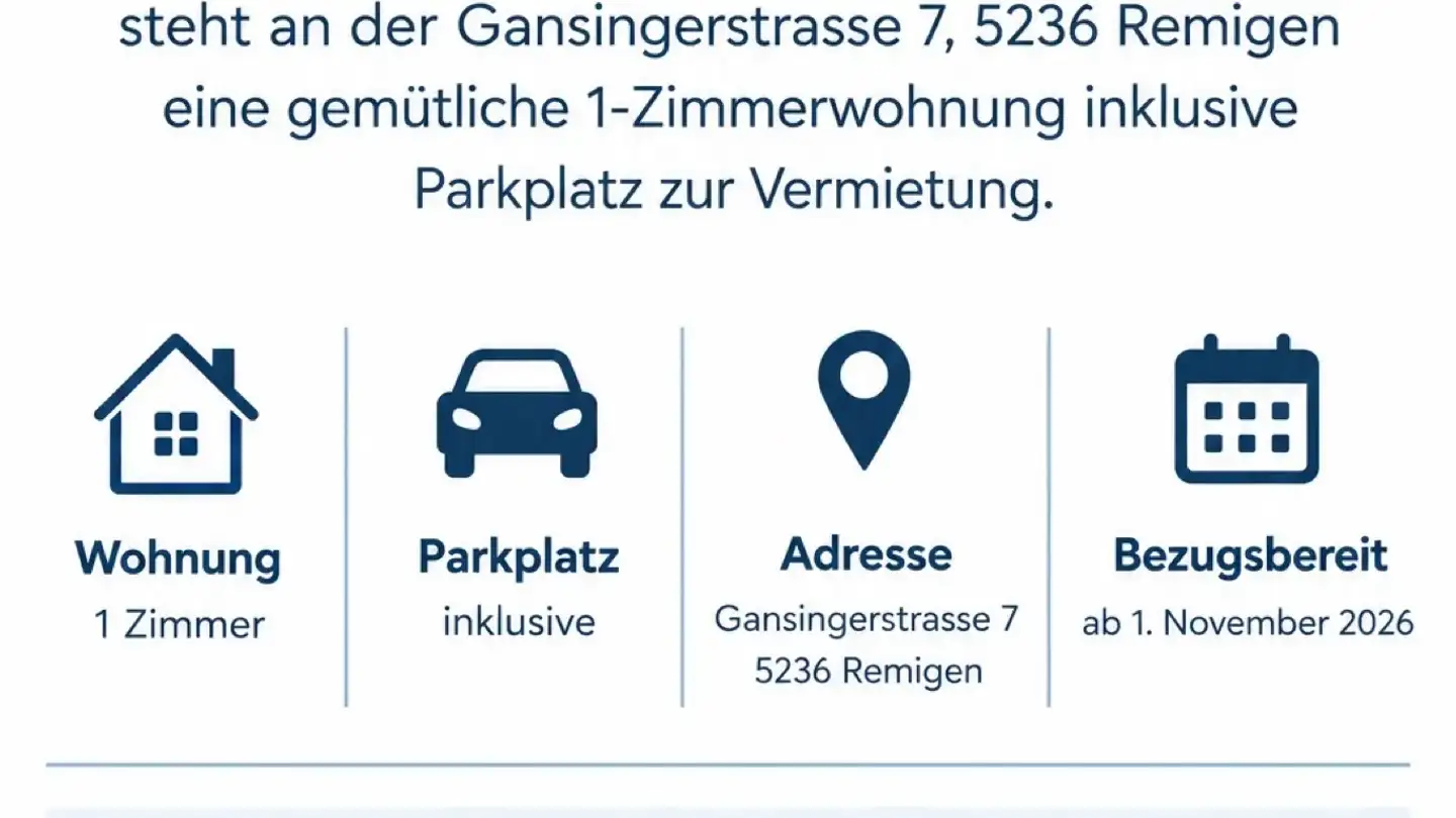 Appartement à louer - Gansingerstrasse 7, 5236 Remigen
