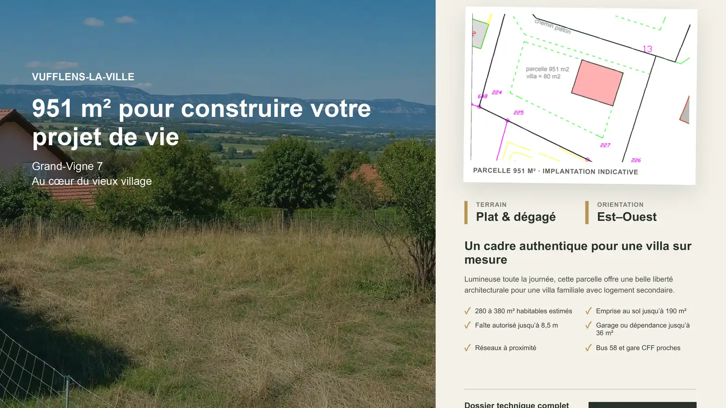 Terreno edificabile in vendita - Grand-Vigne 7, 1302 Vufflens-la-Ville