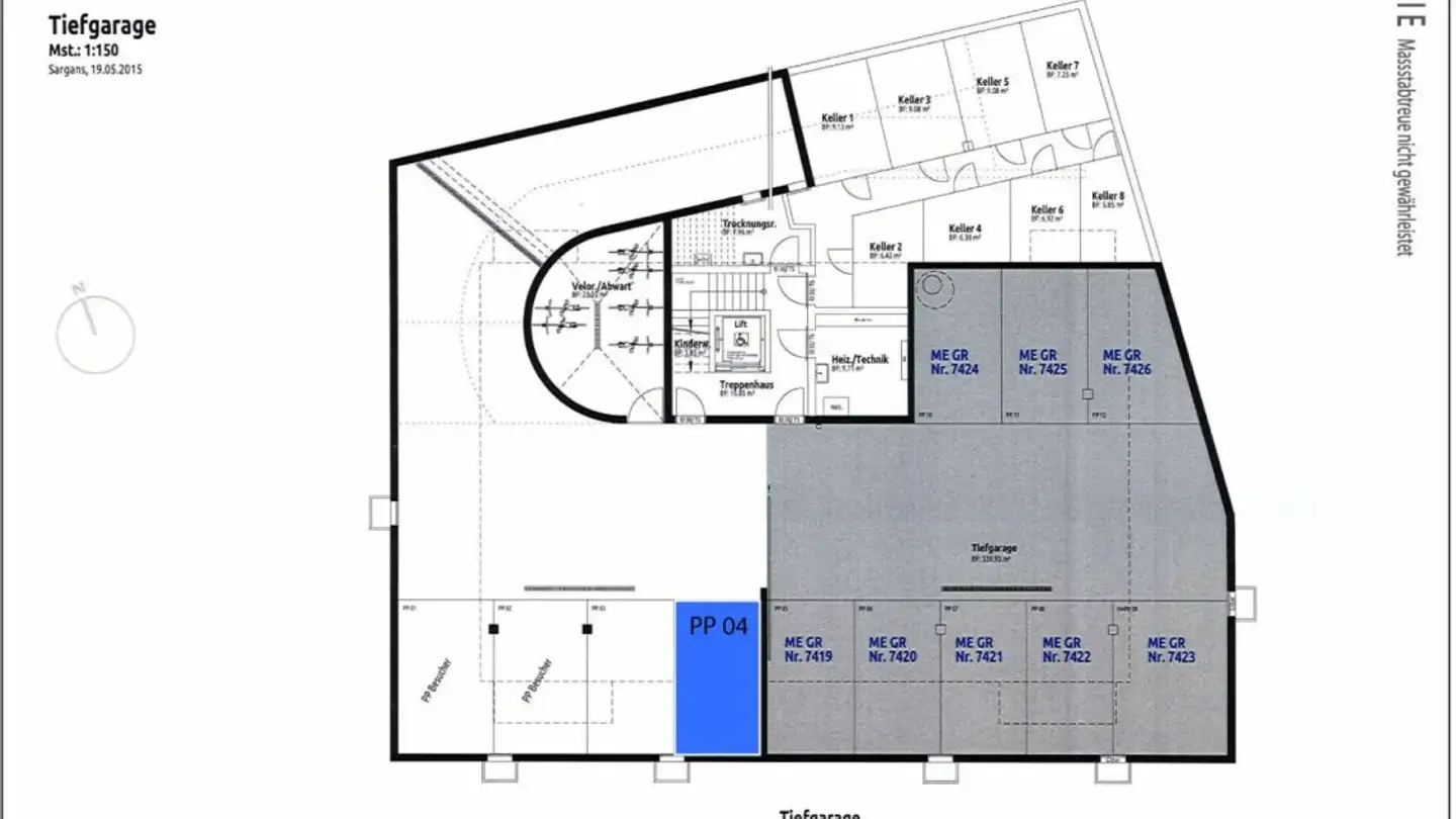 Parcheggio sotterraneo in affitto - Dorfstrasse 20, 7323 Wangs