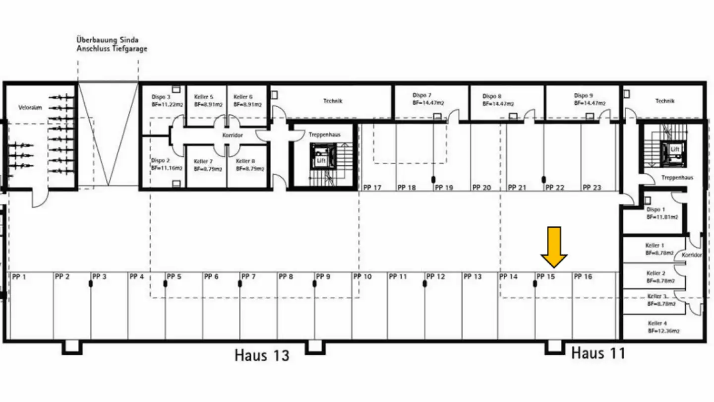 Place de parking souterraine à louer - Sinda 11, 9470 Buchs SG
